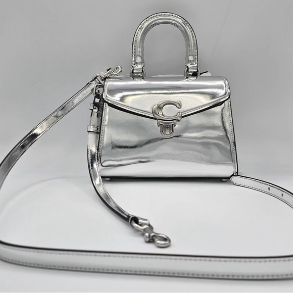 Coach Sammy Top Handle 21 In Silver Metallic - Picture 2 of 15